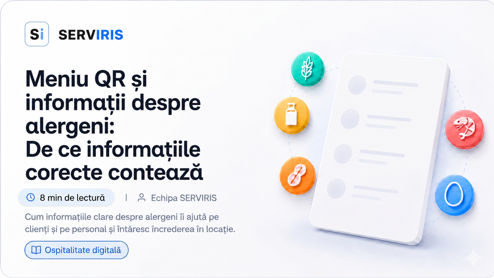 Meniu QR cu informații despre alergeni într-un meniu digital SERVIRIS