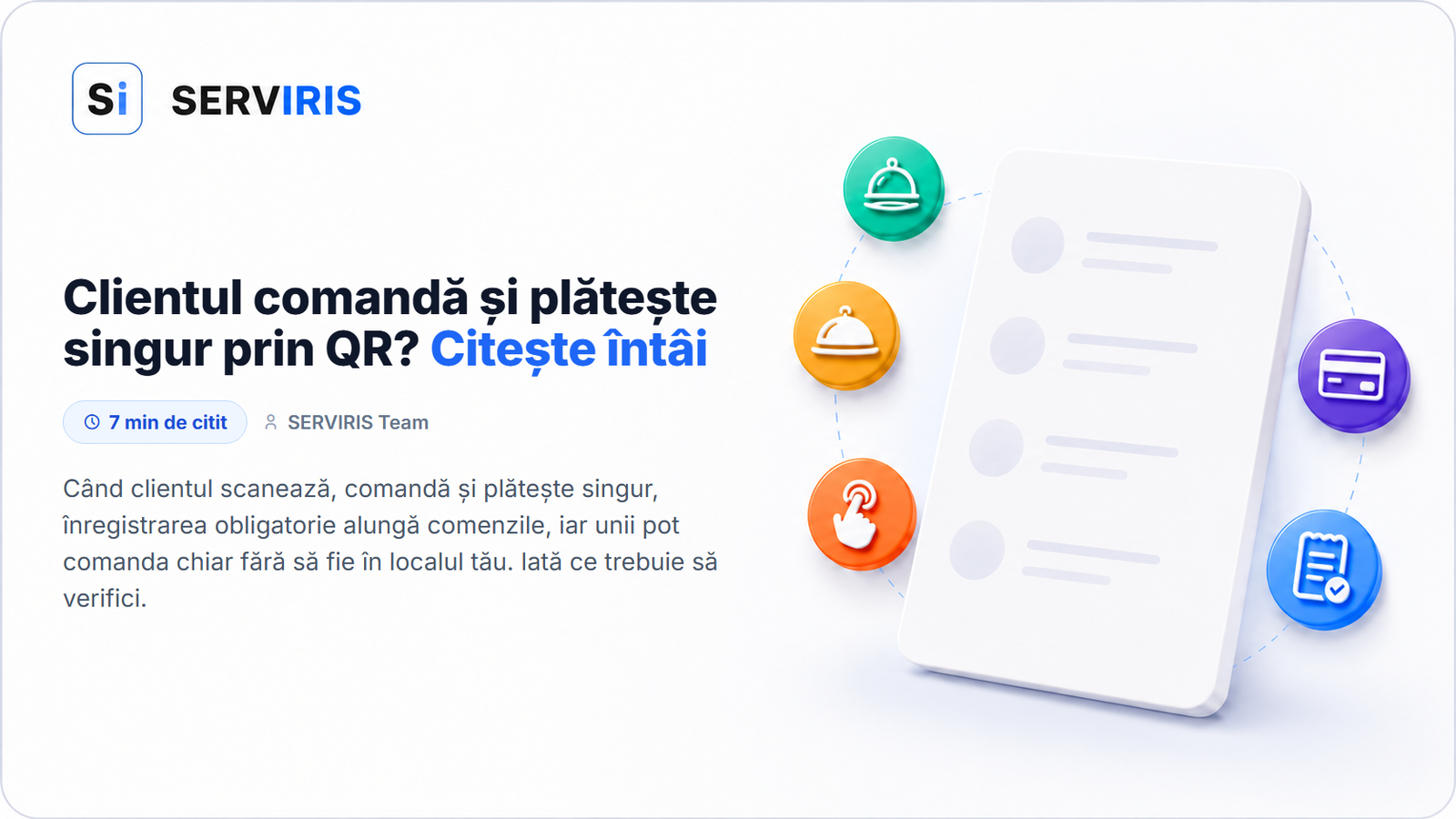 Comandă de la masă cu QR pe un meniu digital SERVIRIS