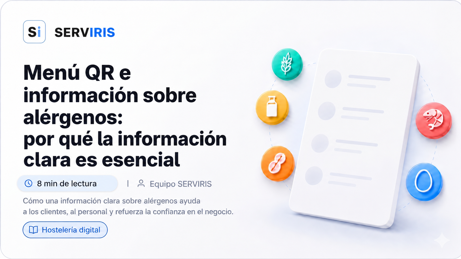Menú QR con información sobre alérgenos en un menú digital SERVIRIS