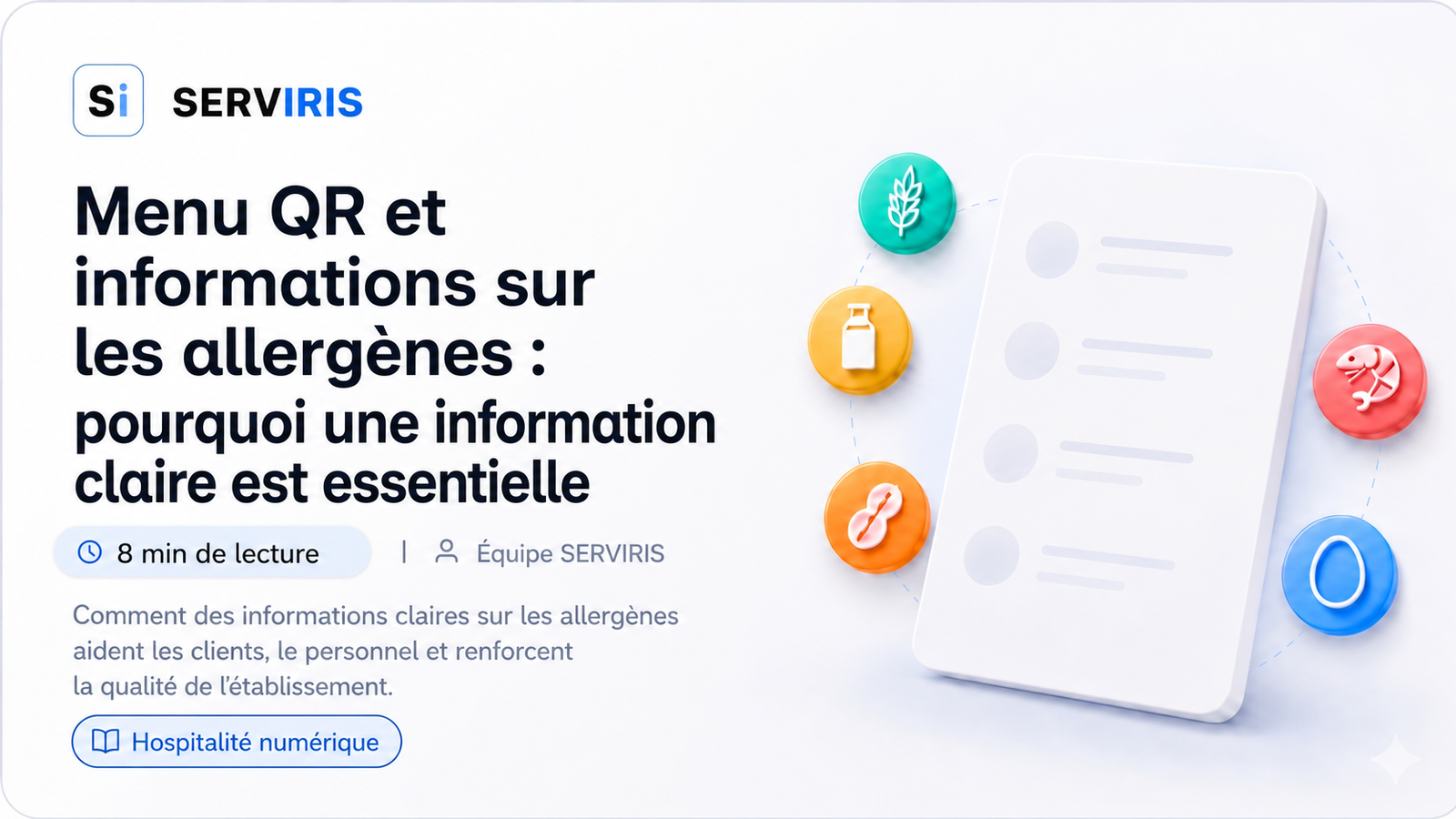 Menu QR avec informations sur les allergènes dans un menu digital SERVIRIS