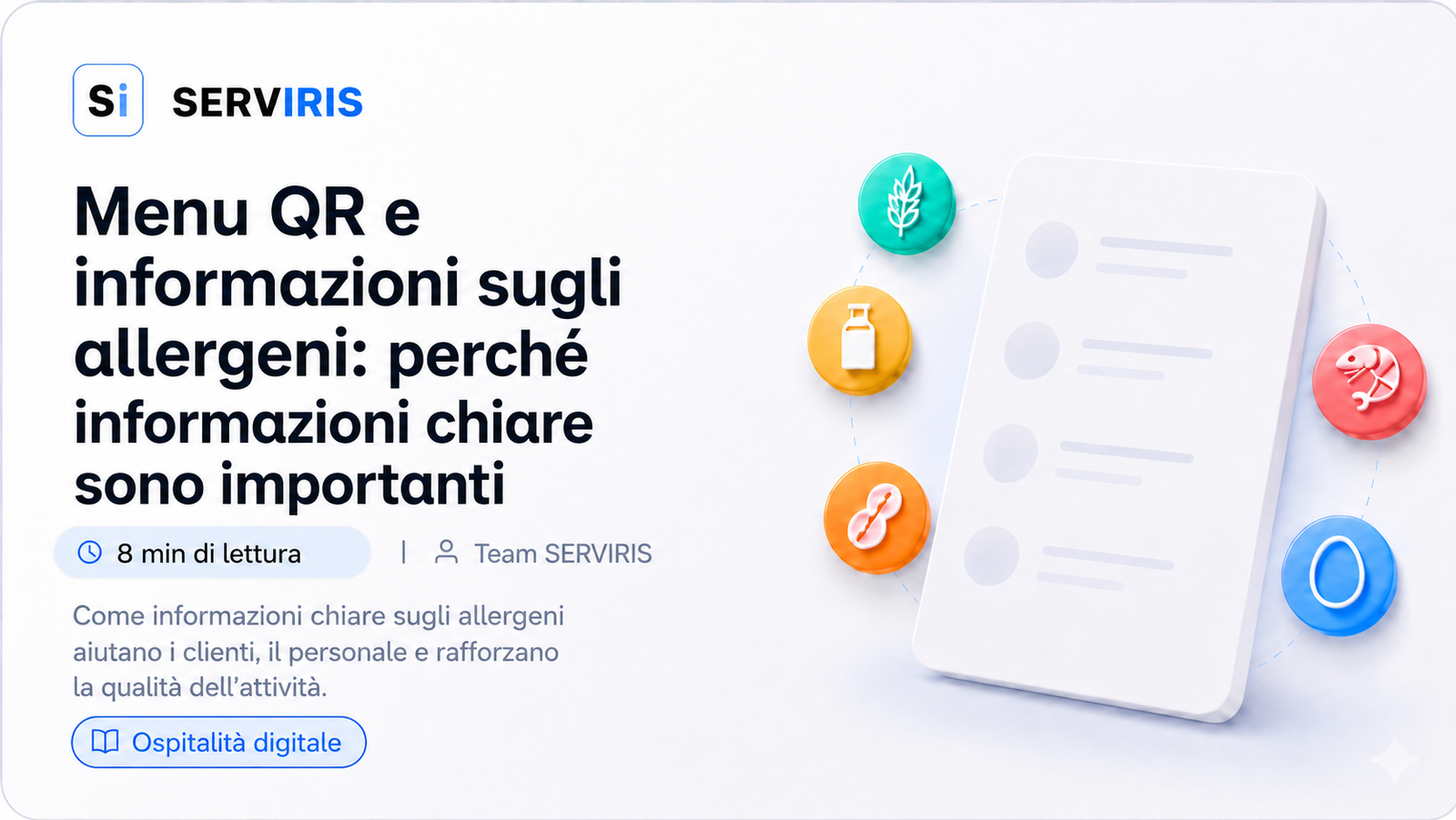 Menu QR con informazioni sugli allergeni in un menu digitale SERVIRIS