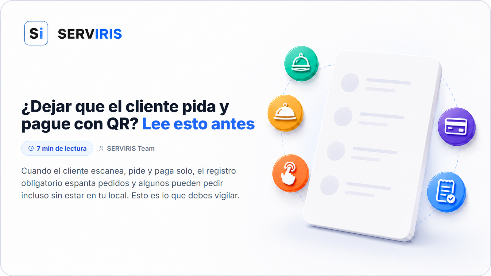 Pedido en la mesa con QR en un menú digital SERVIRIS