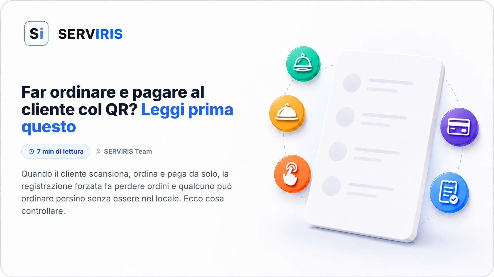 Ordine al tavolo col QR su un menu digitale SERVIRIS