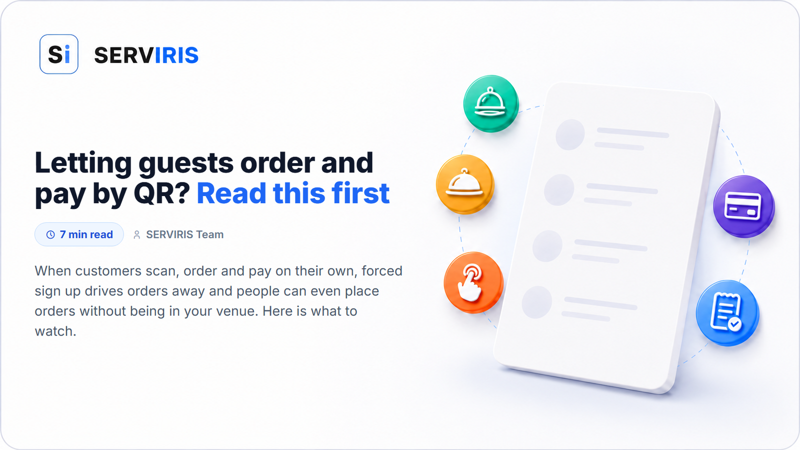 QR code menu ordering at the table on a SERVIRIS digital menu
