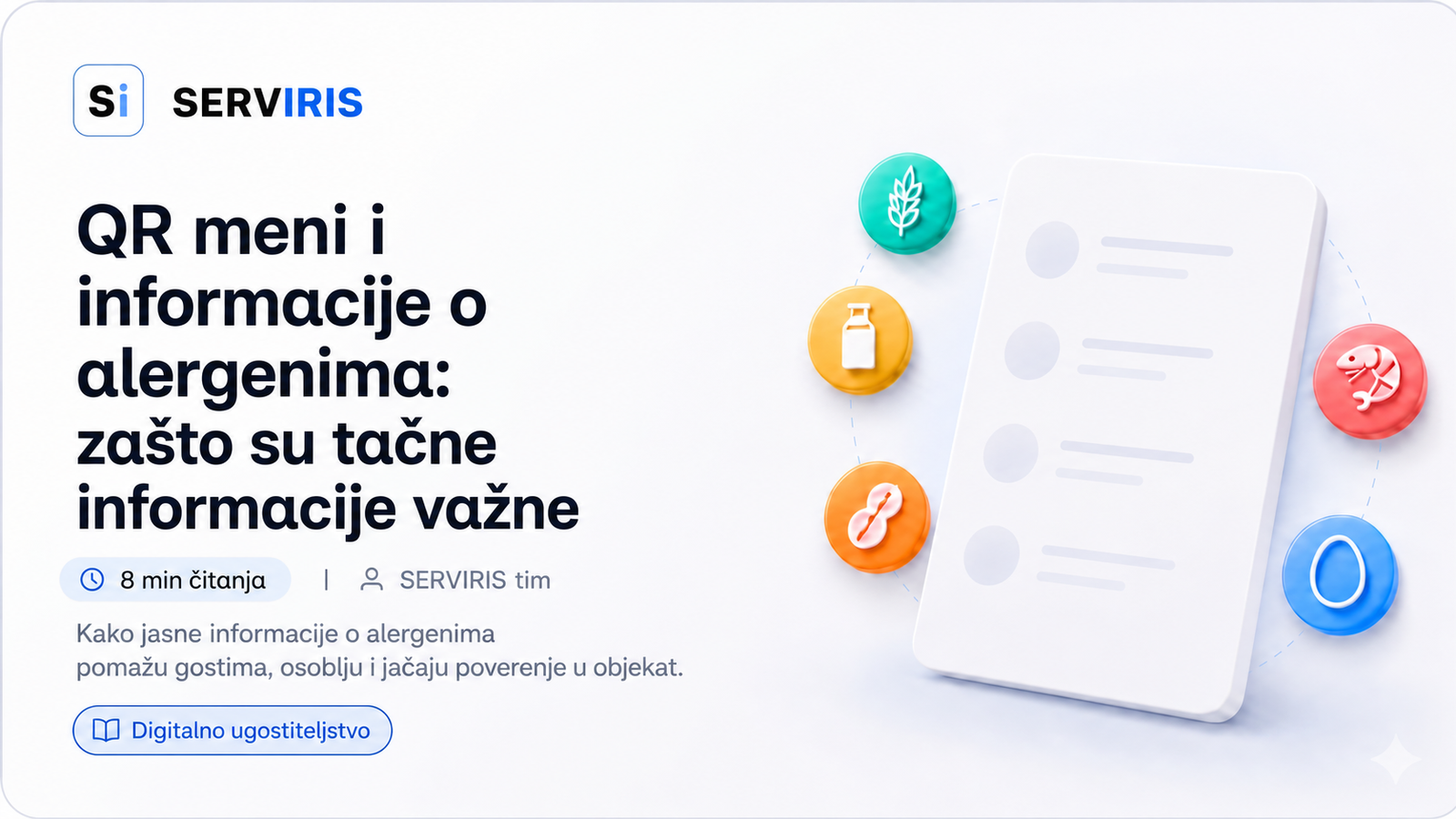 QR meni sa informacijama o alergenima u SERVIRIS digitalnom meniju