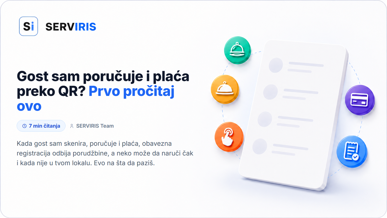 Poručivanje za stolom preko QR na digitalnom meniju SERVIRIS