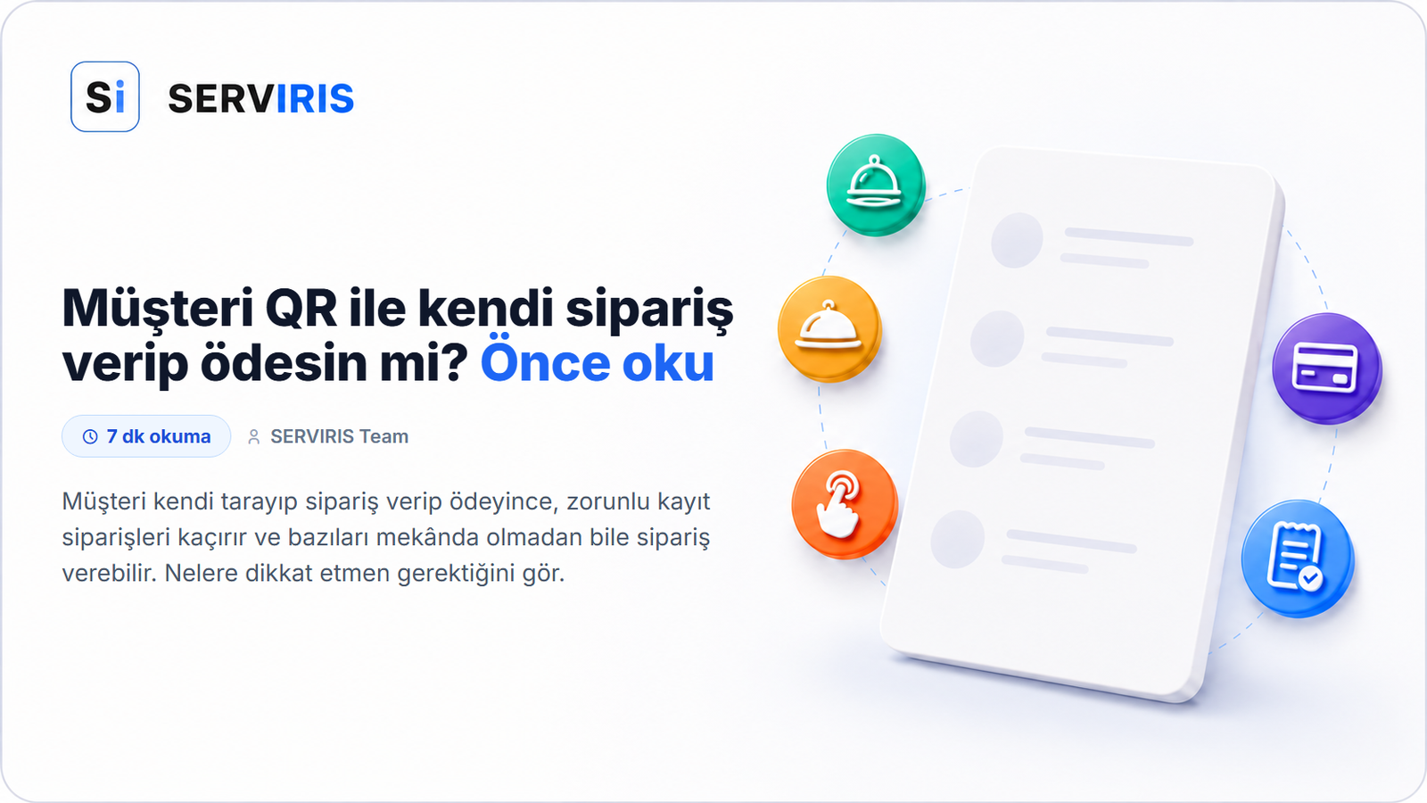 SERVIRIS dijital menüsünde masadan QR ile sipariş