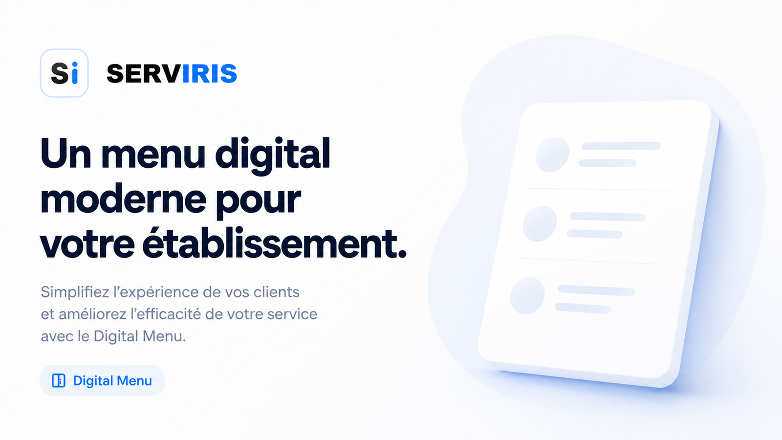 Image de blog SERVIRIS en français pour menu QR, menu digital et SEO restaurant