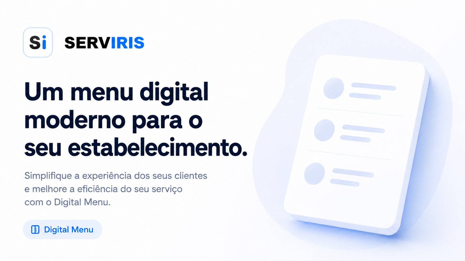 Imagem de blog SERVIRIS em português para menu QR, menu digital e SEO para restaurantes