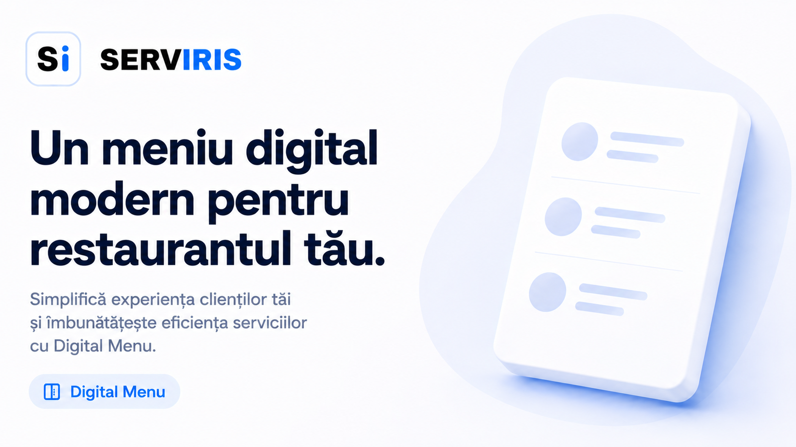 Imagine de blog SERVIRIS în română pentru meniu QR, meniu digital și SEO pentru restaurante